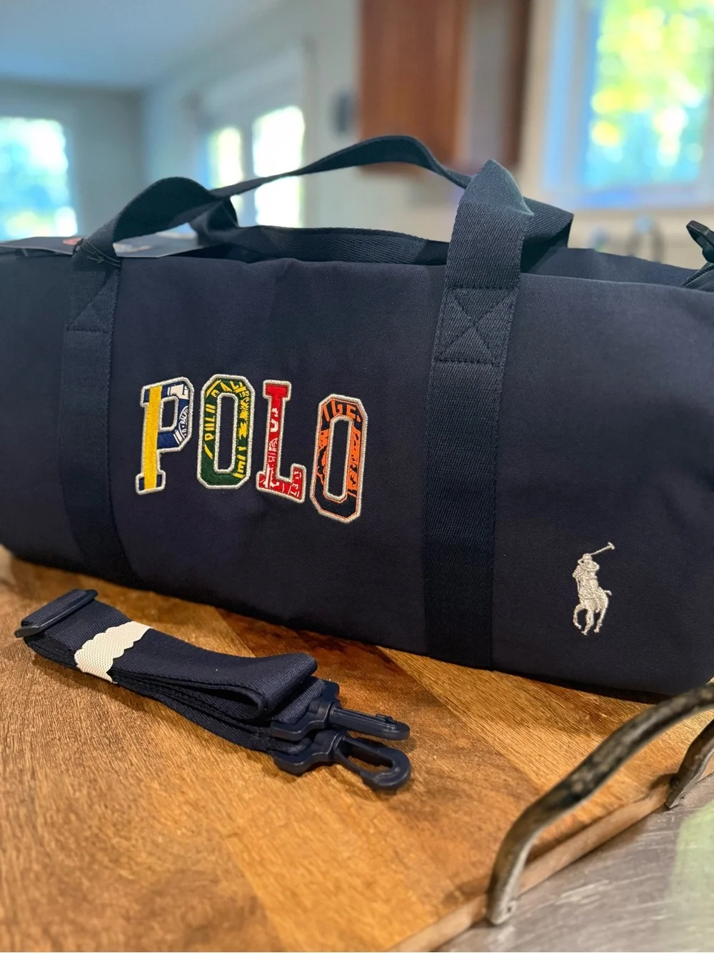 Polo by Ralph Lauren Navy Canvas Duffel Bag with Embroidered Logo